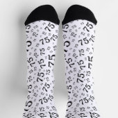 75. Geburtstag Schwarzes Zufallszahlenmuster Socken (Oben)