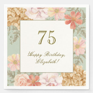 75. Geburtstag Serviette Herbstfarben Floral Sage
