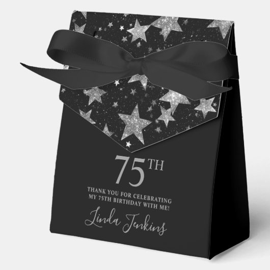 75. Geburtstag Silber Sterne Danke Geschenkschachtel (Vorderseite)