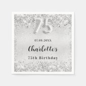 75. Geburtstag silberne elegante Konfetti Serviette (Vorderseite)