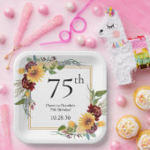 75. Geburtstag Sonnenblumen Pappteller (Party)