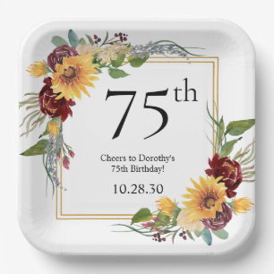 75. Geburtstag Sonnenblumen Pappteller
