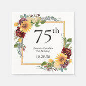 75. Geburtstag Sonnenblumen Serviette (Vorderseite)