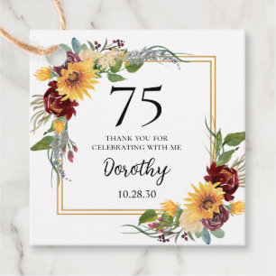 75. Geburtstag Sonnenblumen Vielen Dank Geschenkanhänger