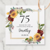 75. Geburtstag Sonnenblumen Vielen Dank Geschenkanhänger (Rückseite)