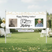 75. Geburtstag String Lights Retro 2 Foto Banner