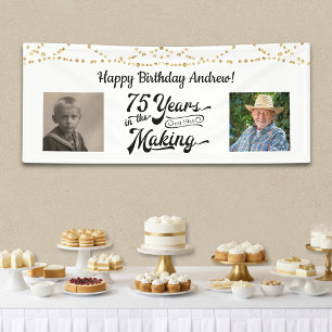 75. Geburtstag String Lights Retro 2 Foto Banner