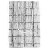 75. Geburtstag Symmetrisches Rustikales Holzmuster Mittlere Geschenktüte (Rückseite)