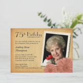 75. Geburtstag Vintag Daisy Foto Einladungen (Stehend Vorderseite)