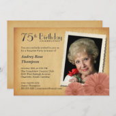 75. Geburtstag Vintag Daisy Foto Einladungen (Vorne/Hinten)