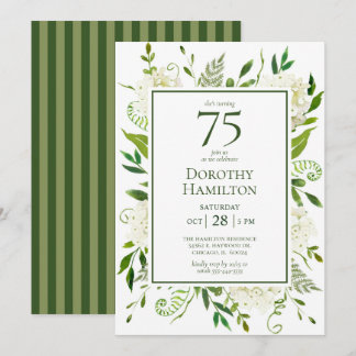 75. Geburtstag Weißer Hydrangeas Einladung