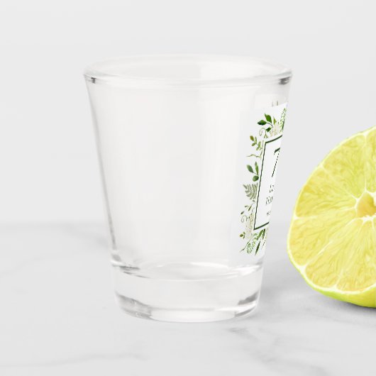 75. Geburtstag Weißer Hydrangeas Schnapsglas (Links)