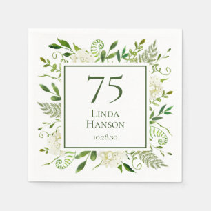 75. Geburtstag Weißer Hydrangeas Serviette