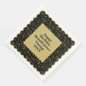 75. Geburtstag Zahlenmuster Scallops Gold/Schwarz Serviette (Ecke)