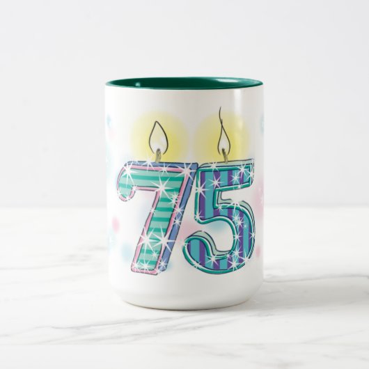 75. Geburtstag Zweifarbige Tasse (Mittel)