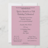 75. Geburtstags-Feier-Rosa Rosen Einladung (Rückseite)