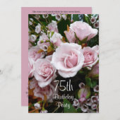 75. Geburtstags-Feier-Rosa Rosen Einladung (Vorne/Hinten)