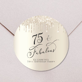 75. Geburtstags-Gold-Glitzer Runder Aufkleber