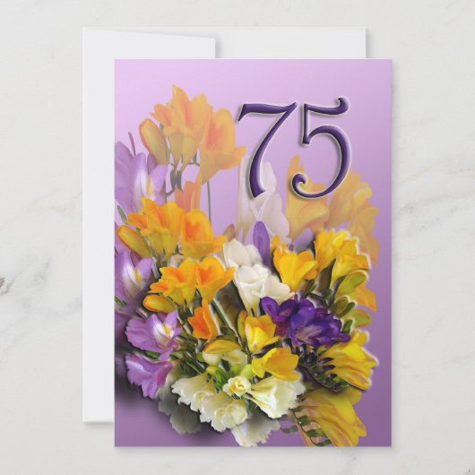 75. Geburtstags-Party Einladung - Blumenstrauß (Vorderseite)