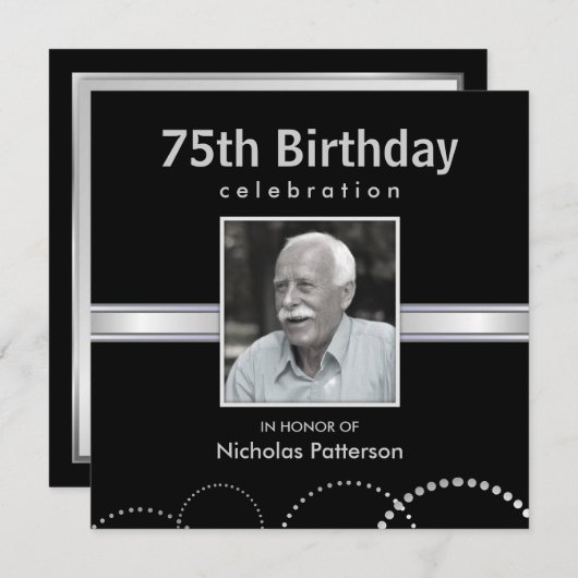 75. Geburtstags-Party Einladungen - (Vorne/Hinten)
