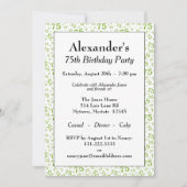 75. Geburtstags-Party-grünes und weißes Einladung (Vorderseite)