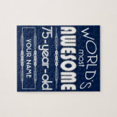 75. Geburtstags-Weltgut fabelhaftes dunkelblaues Puzzle (Horizontal)