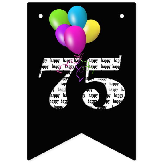 75. Geburtstagsballons Wimpelkette (Zweite Fahne)