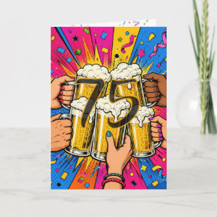 75. Geburtstagsbiertoast im Pop-Art-Stil Karte
