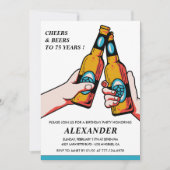 75. Geburtstagseinladung Cheers and Bers Men Blue Einladung (Vorderseite)