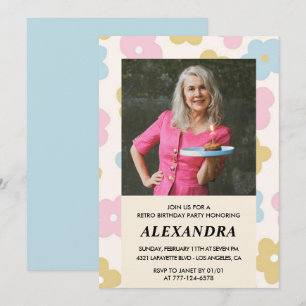 75. Geburtstagseinladung Retro Groovy Floral Niedl Einladung