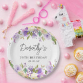 75. Geburtstagsfeier Benutzerdefinierte lila Rose  Pappteller (Party)
