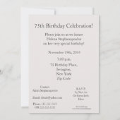 75 Geburtstagsfeier/elegante weiße Blume Einladung (Rückseite)