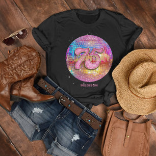75. Geburtstagsfeier Gold Pink Glitter Disco Kugel T-Shirt
