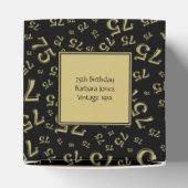 75. Geburtstagspartei Gold/Schwarz Zahlenmuster Geschenkschachtel (Oben)