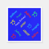 75. Geburtstagspartei Wiederholung Name Royal Blue Serviette (Vorderseite)