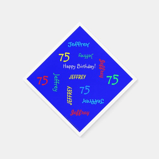 75. Geburtstagspartei Wiederholung Name Royal Blue Serviette (Ecke)