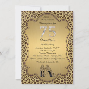 75. Geburtstagsparty, 75. Cheetah High Heels Shoes Einladung