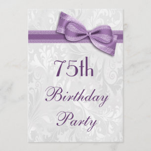 75. Geburtstagsparty Damask und Imitat Bow Einladung