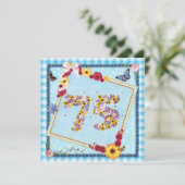 75. Geburtstagsparty Einladung Blume, Schmetterlin (Stehend Vorderseite)