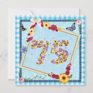 75. Geburtstagsparty Einladung Blume, Schmetterlin