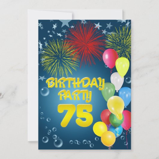 75. Geburtstagsparty Einladung mit Ballons (Vorderseite)