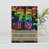 75. Geburtstagsparty Einladung mit Blasen (Stehend Vorderseite)