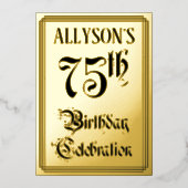 75. Geburtstagsparty — Elegantes Script + Individu Folieneinladung (Vorderseite)