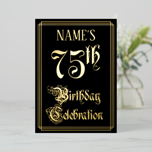 75. Geburtstagsparty - Extravagantes Drehbuch und  Folieneinladung (Stehend vorne)