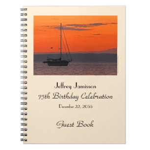 75. Geburtstagsparty Gästebuch, Sailboat bei Sunse Notizblock