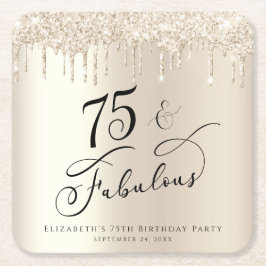 75. Geburtstagsparty Glitzer Gold Rechteckiger Pappuntersetzer