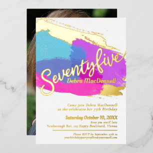 75. Geburtstagsparty Gold Foto abstrakte Kunst Folieneinladung