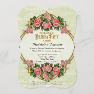 75. Geburtstagsparty Gold Glitzer Vintage Rose Einladung