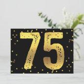 75. Geburtstagsparty Imitats Gold Foil Confetti Bl Einladung (Stehend Vorderseite)
