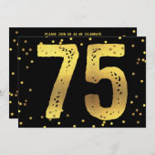 75. Geburtstagsparty Imitats Gold Foil Confetti Bl Einladung (Vorne/Hinten)
